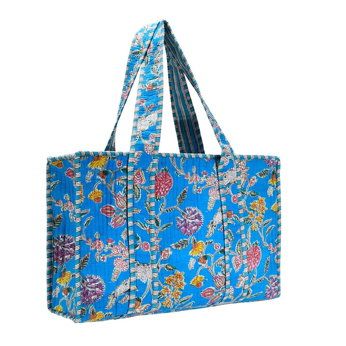 Periwinkle Cotton Tote Bag- Large