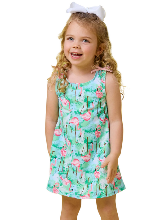 Ruffle Butts Flamingo Active Dress & Short Set