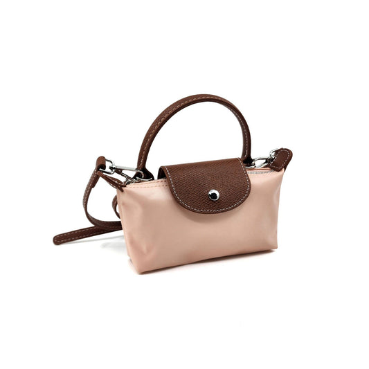 Light Pink Nylon Mini Flap Crossbody Bag