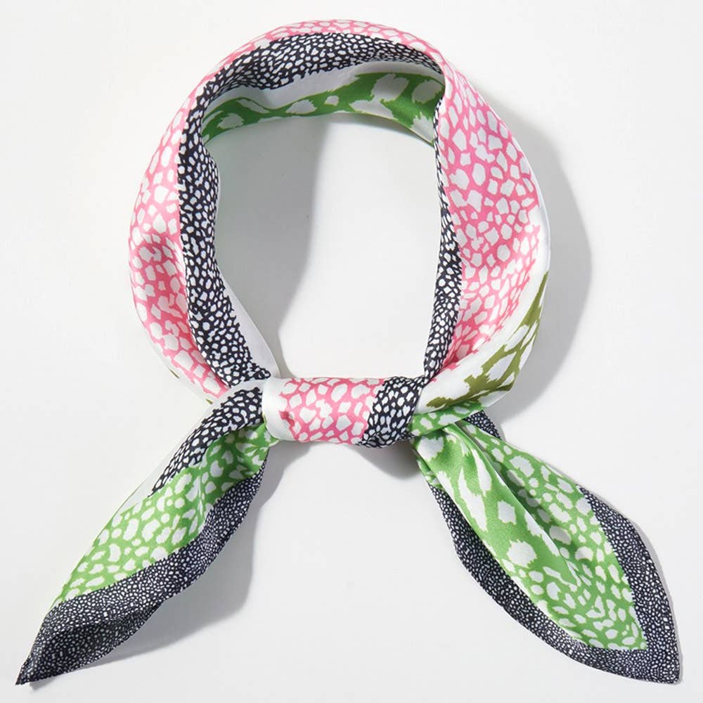 Abstract Leopard Print Square Bandana Scarf
