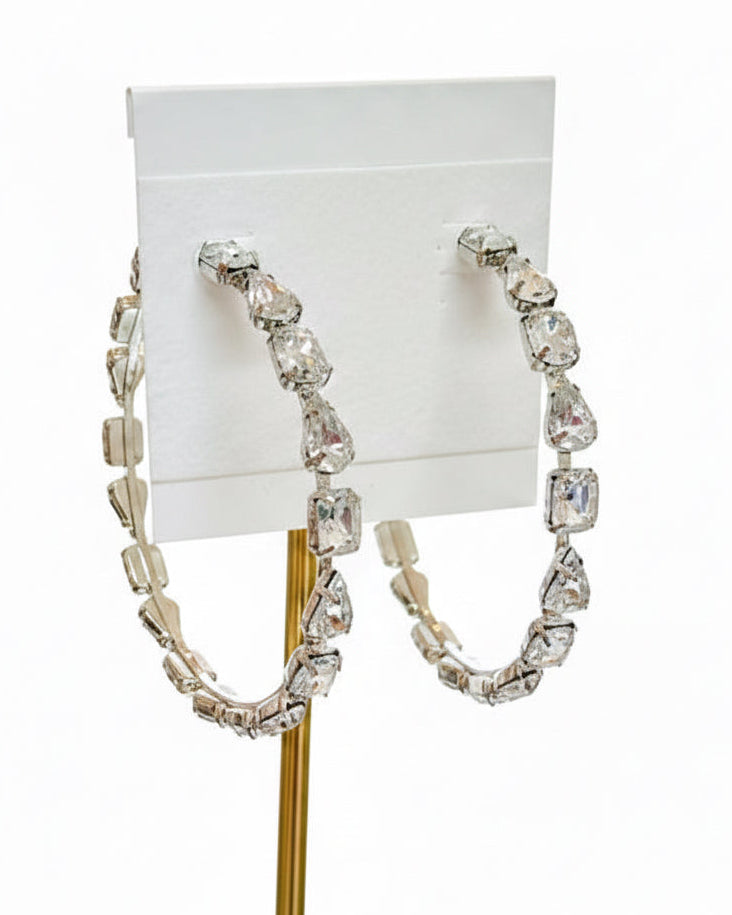 Large Cut Crystal Hoop Earrings