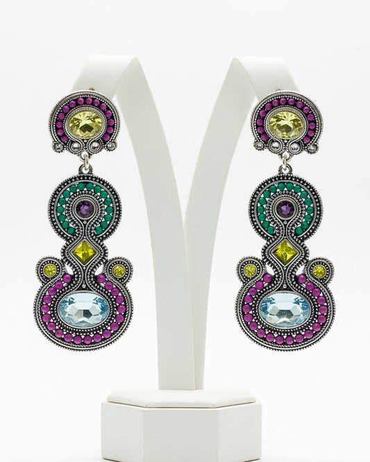Vintage Kaleidoscope Mosaic Chandelier Earrings