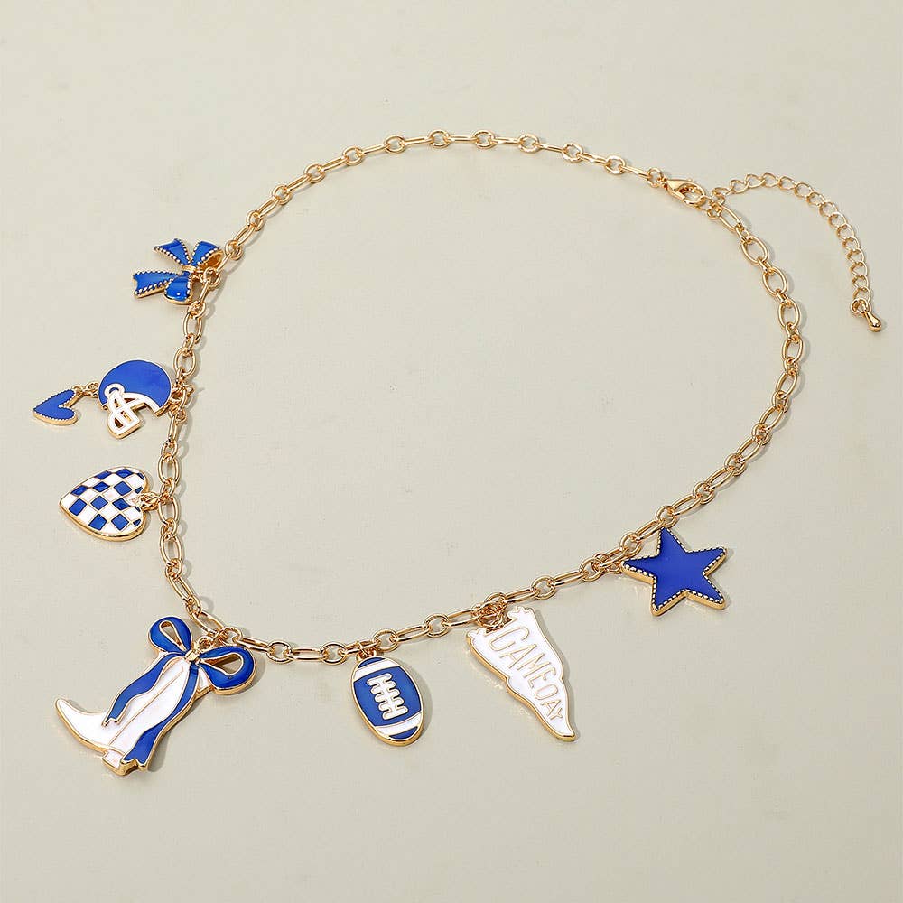 Game Day Football Theme Charm Station Necklace
