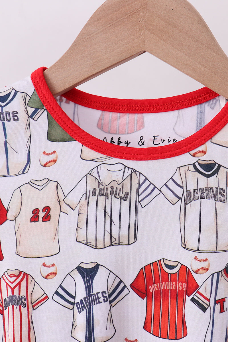 Red Baseball Bamboo Pajama Set