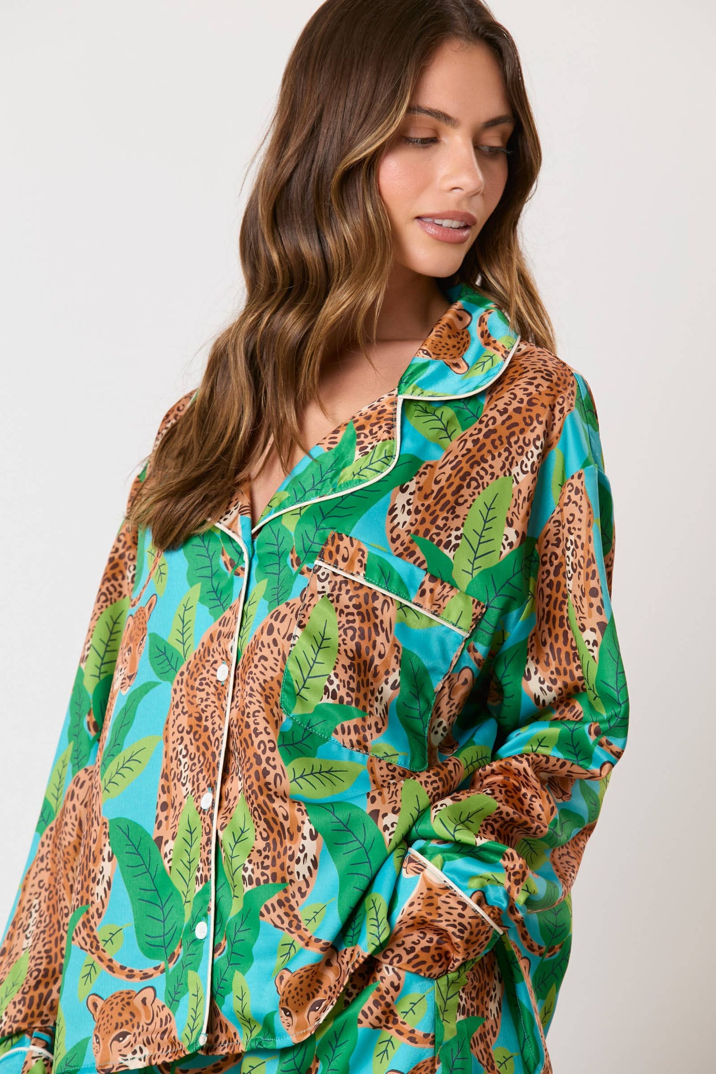 Cheetah Print Pajama Top