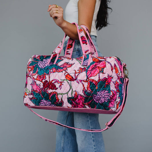 Lt. Pink & Multicolored Floral Duffle