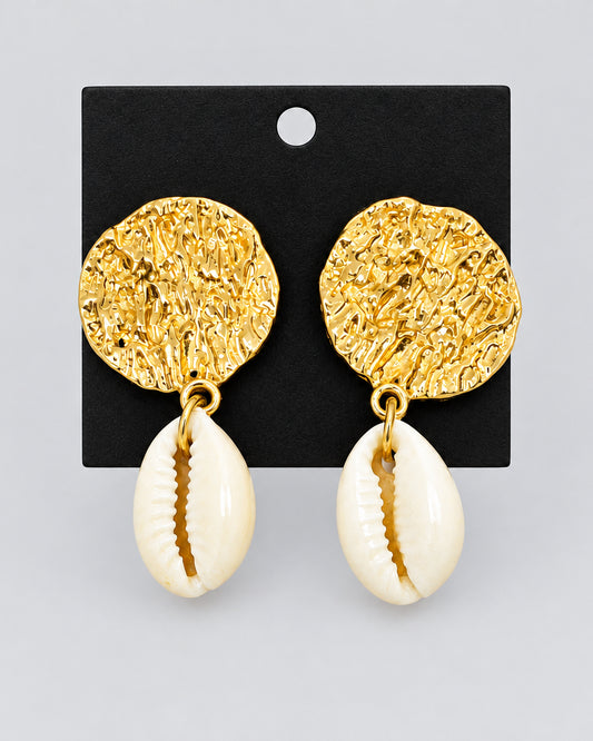 Melted Gold & Cowrie Dangles