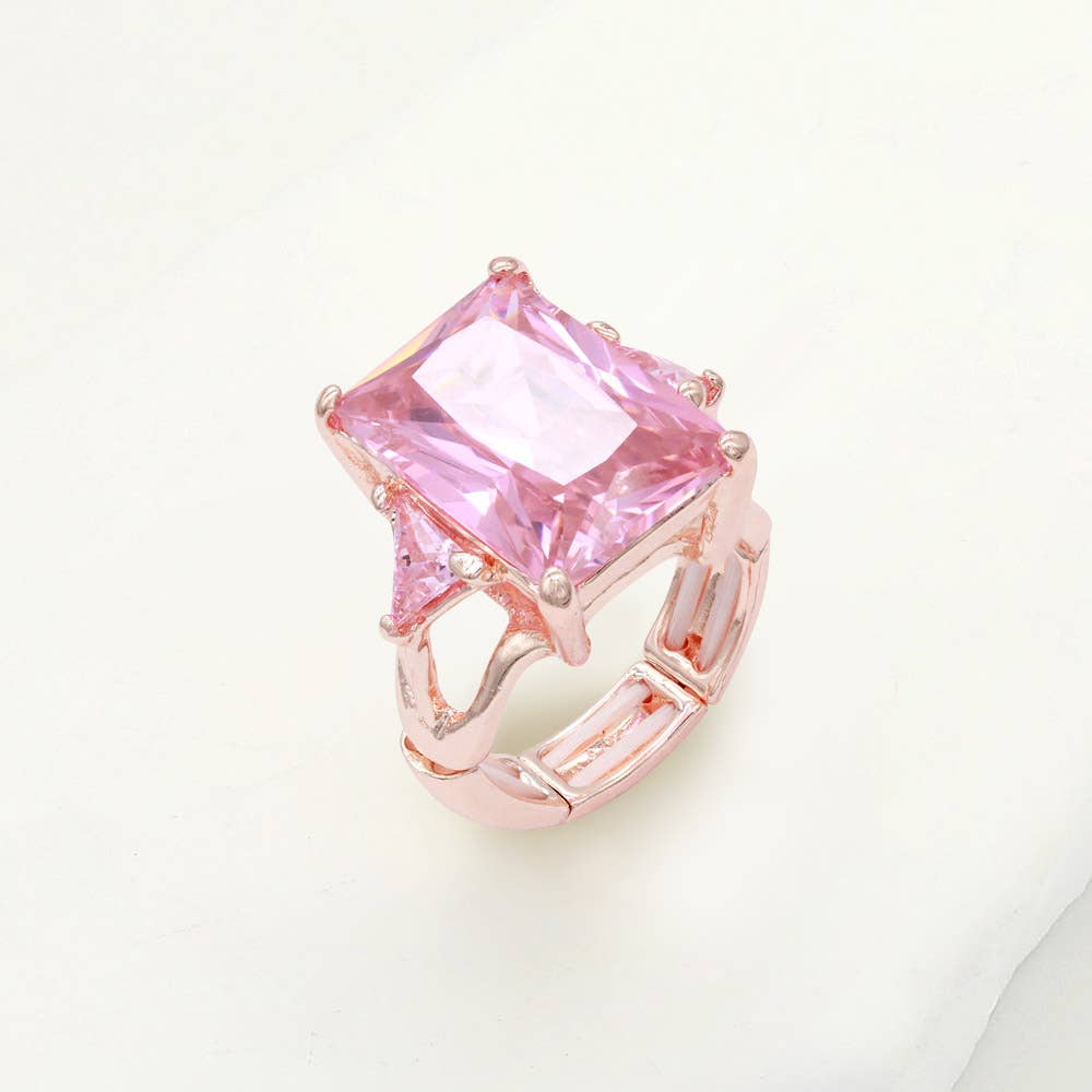 Statement Rectangle Crystal Stretch Ring