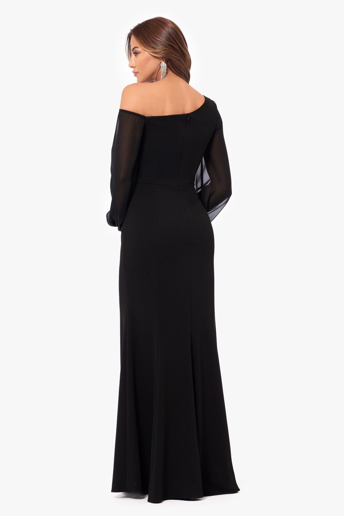“Donna” Scuba Crepe Illusion Sleeve Dress