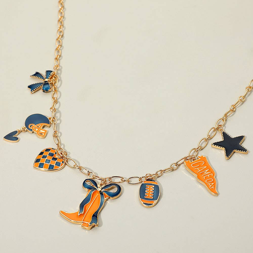 Game Day Football Theme Charm Station Necklace