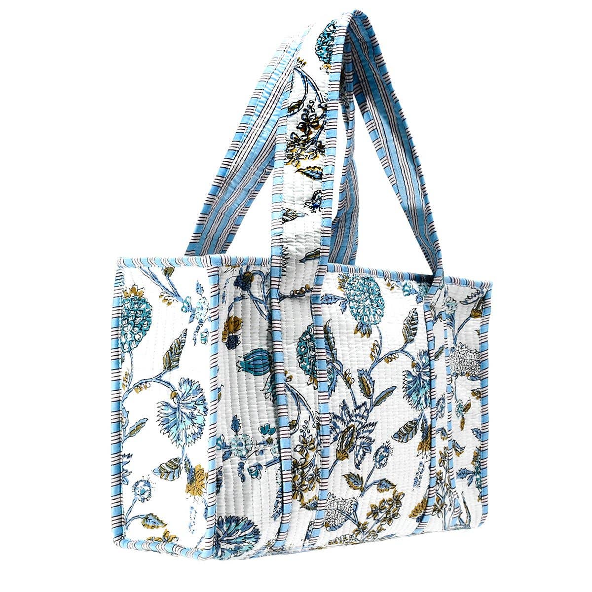 Light Blue Cotton Tote Bag- Large