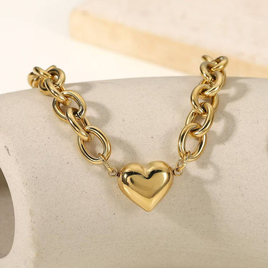 Puffy Heart Chain Necklace