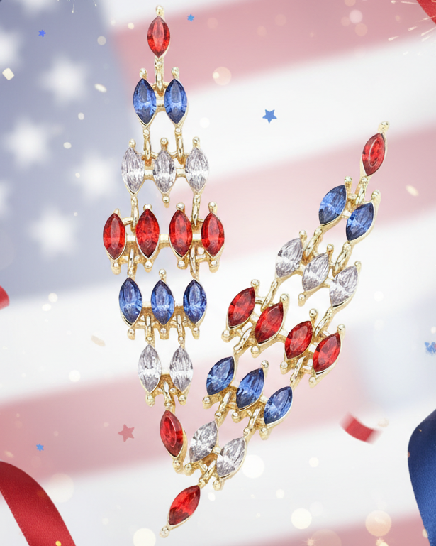 USA Marquise Cluster Chandelier Earrings