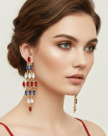 USA Marquise Cluster Chandelier Earrings