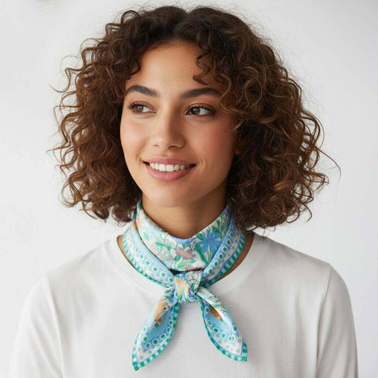 Retro Floral Print Square Bandana Scarf