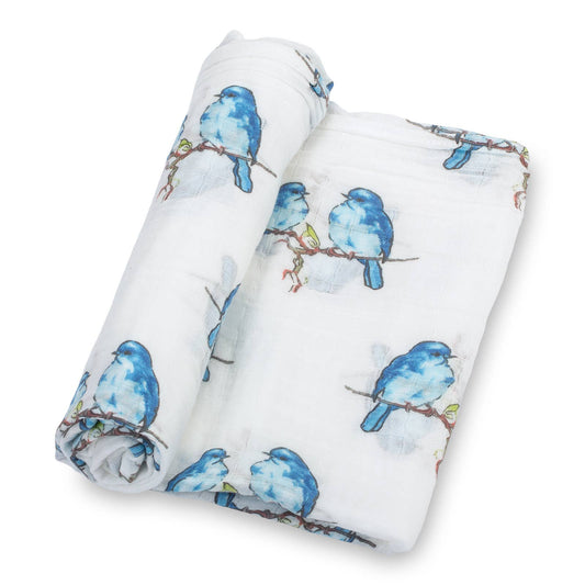 Bluebird Of Happiness Baby Muslin Swaddle Blanket