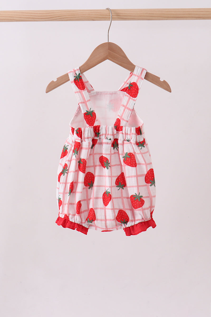 Red Strawberry Muslin Plaid Bubble