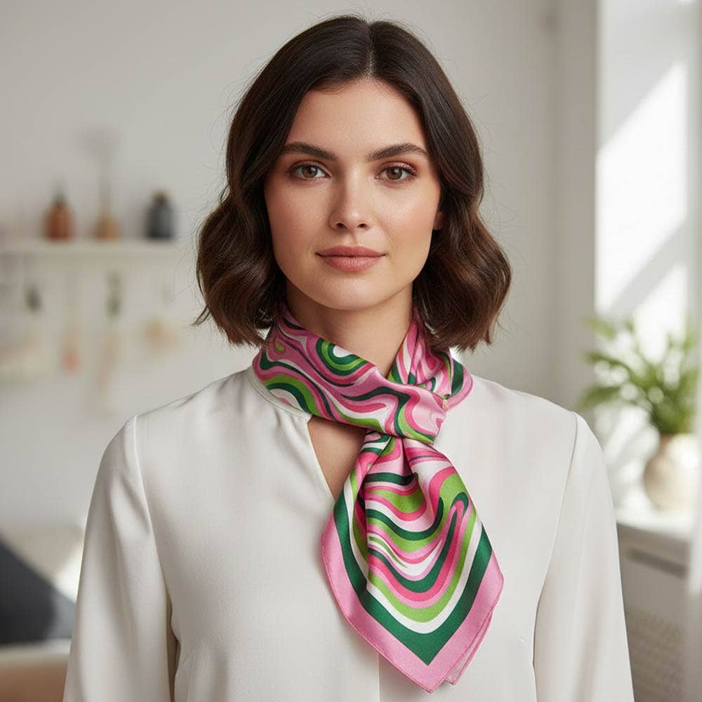 Abstract Swirl Satin Bandana Scarf