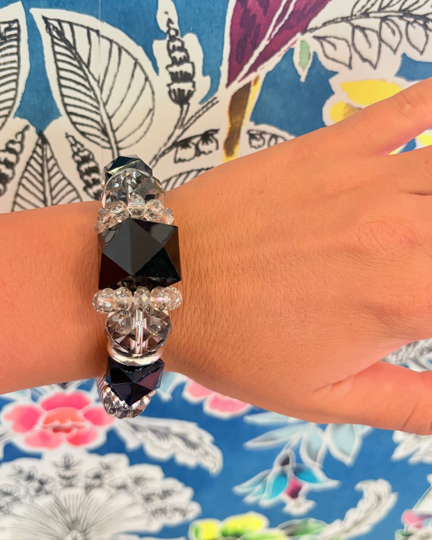 Vintage Midnight Sparkle Statement Wrap Bracelet