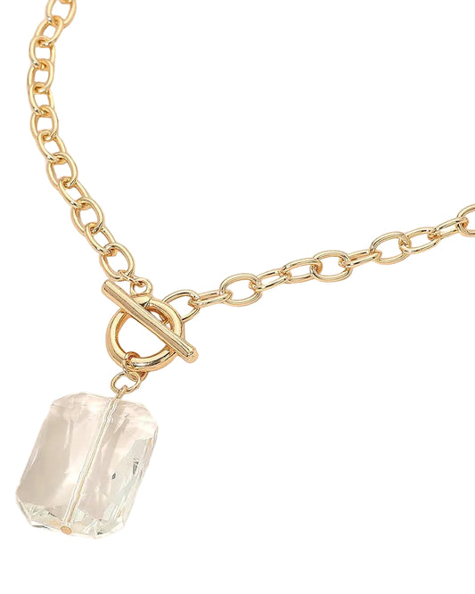 Clear Rectangular Stone Toggle Necklace