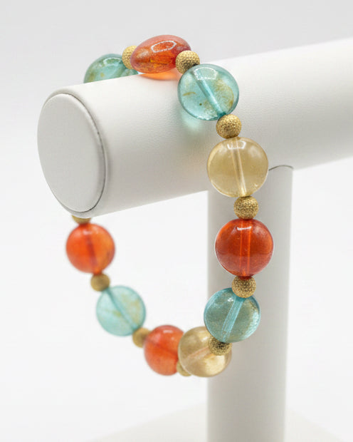 Vintage Earth Tone Murano-Style Glass Bead Bracelet