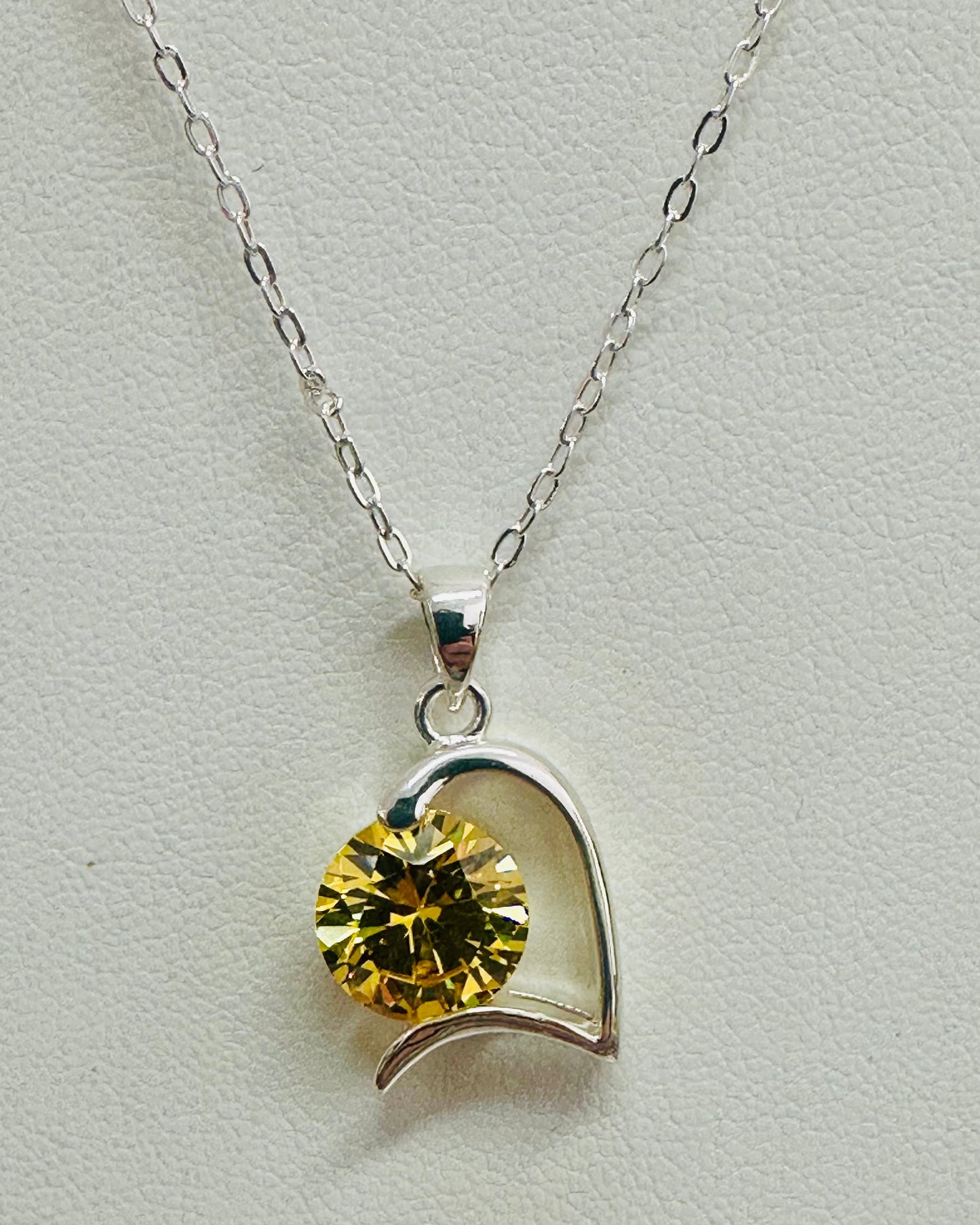Asymmetrical Solitaire Swirl Pendant Necklace