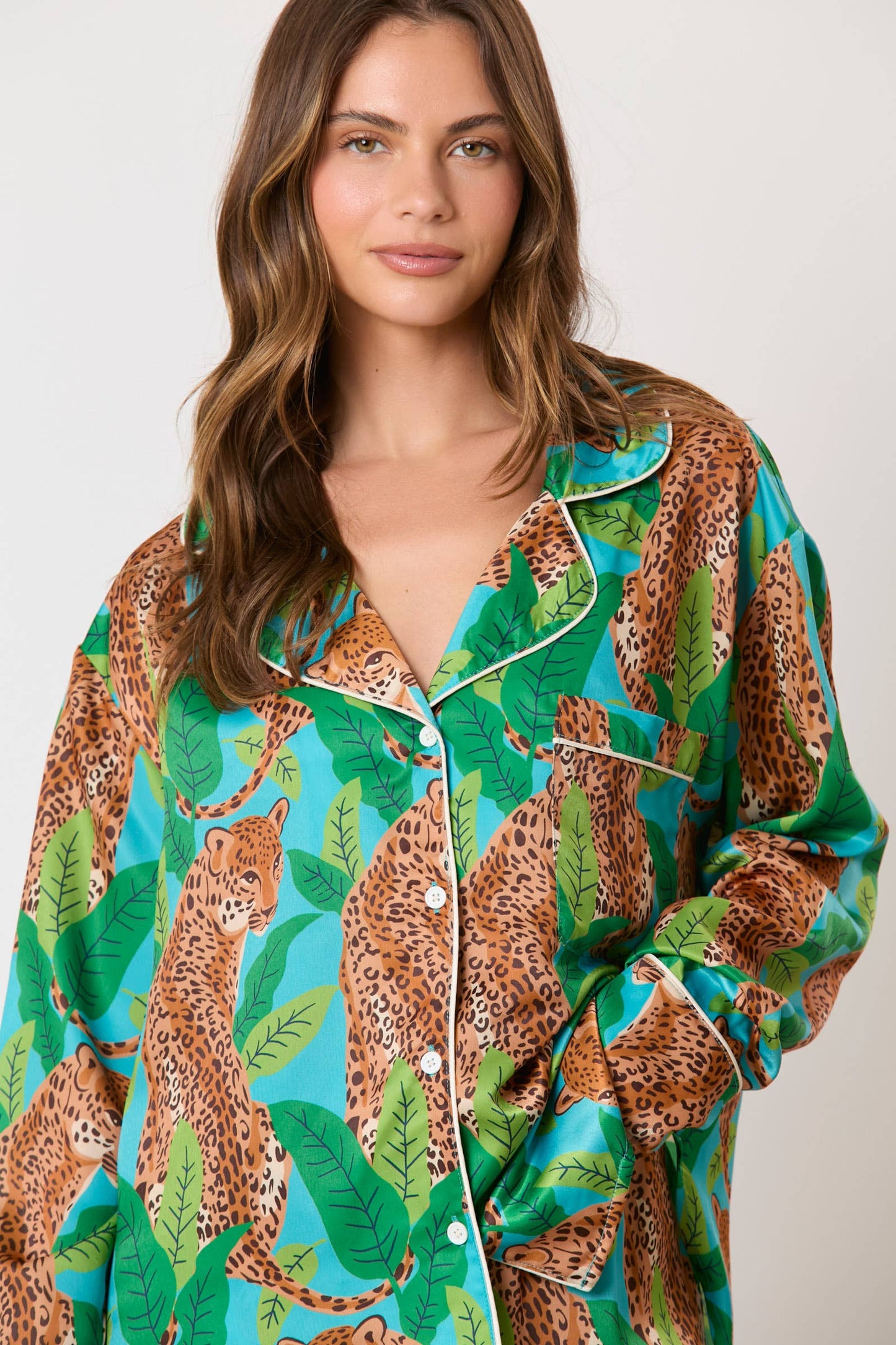 Cheetah Print Pajama Top