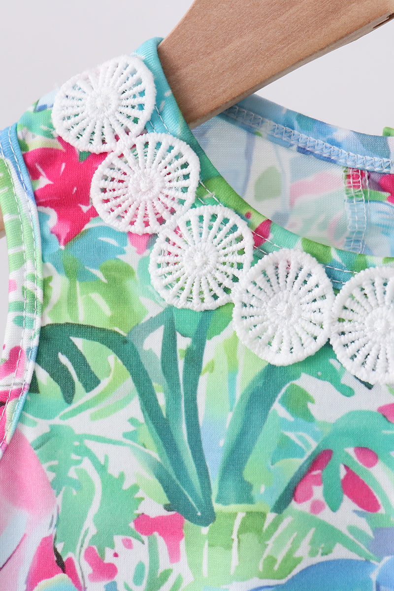 Green Tropical Garden Bow Bloomer Set