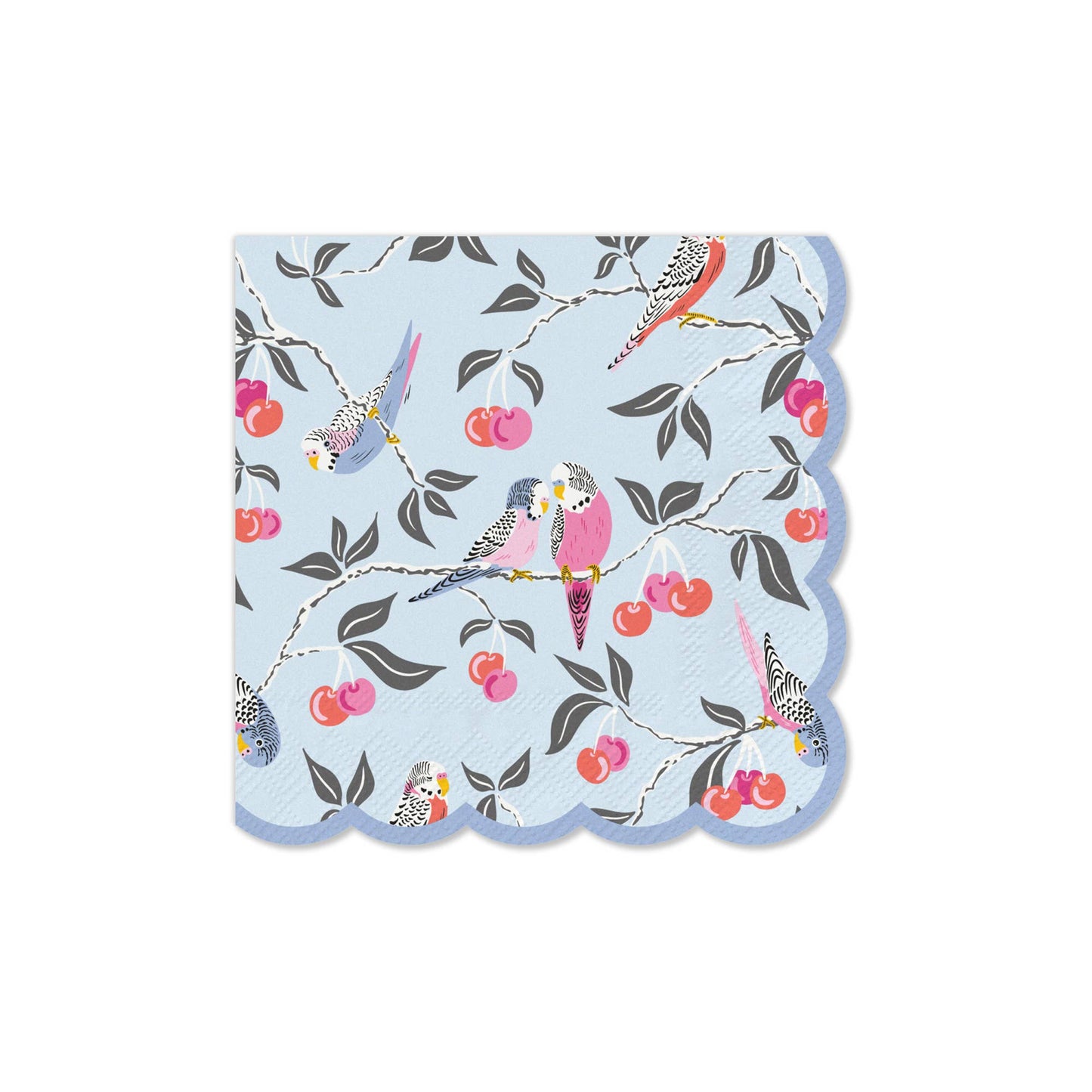 Birds in the Cherry Tree Scalloped Beverage Napkins