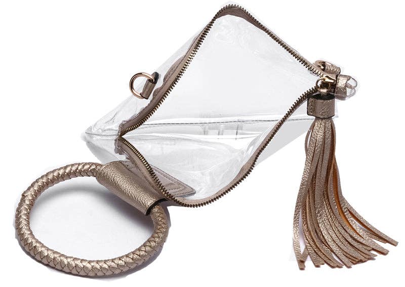 Clear Cuff  Black Tassel Wrislet Clutch
