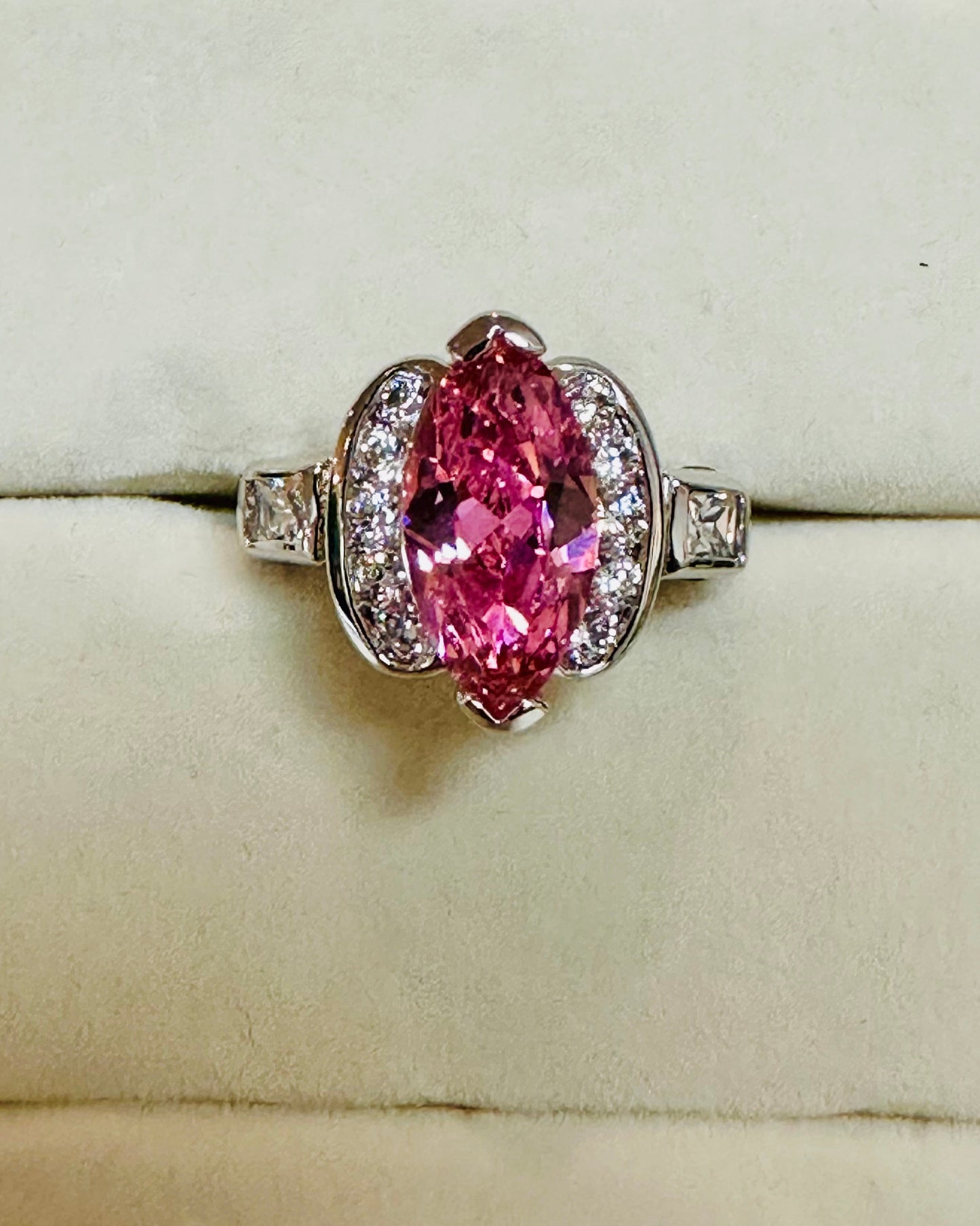 Vintage Royal Marquise Pink Cocktail Ring