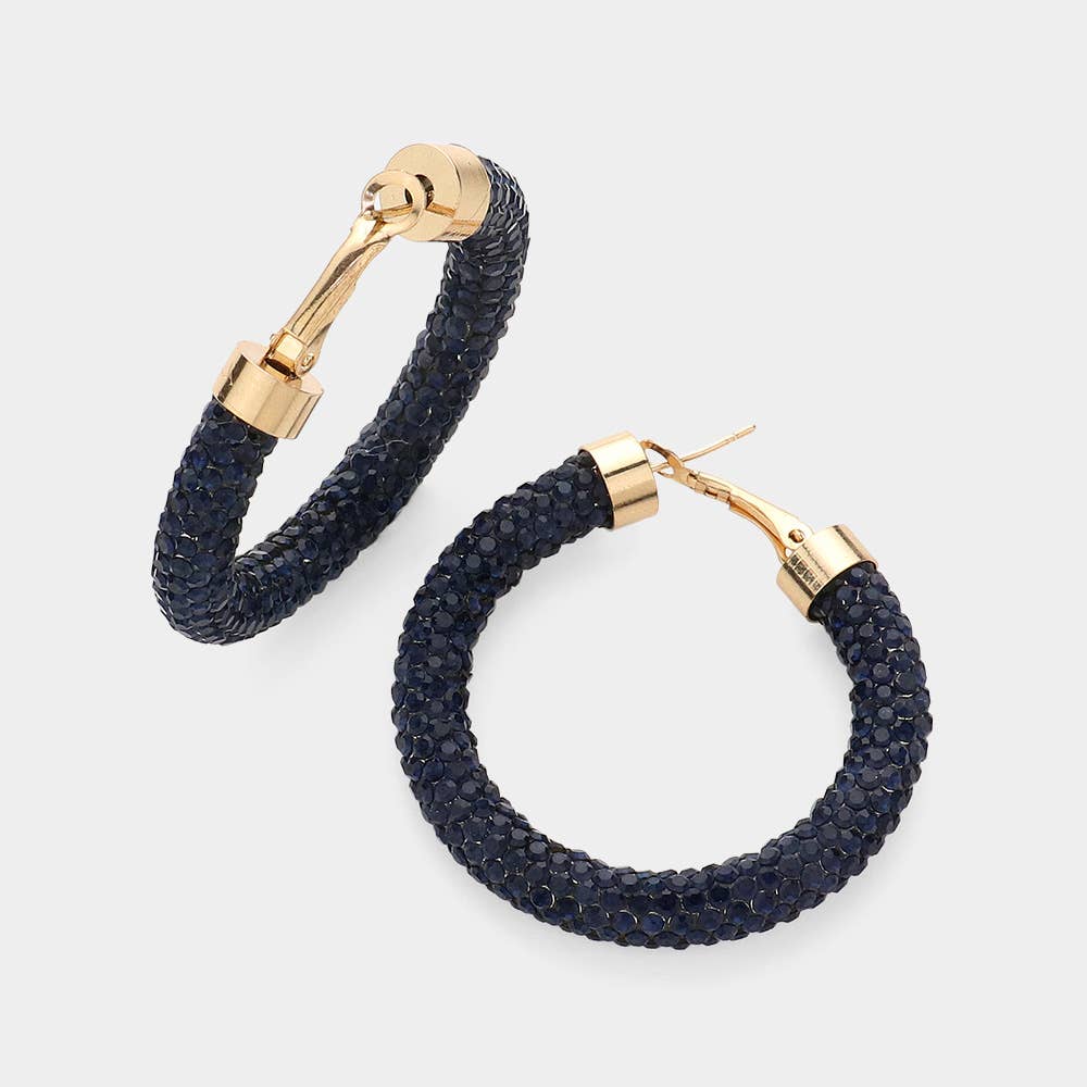Rhinestone Pave Hoop Earrings