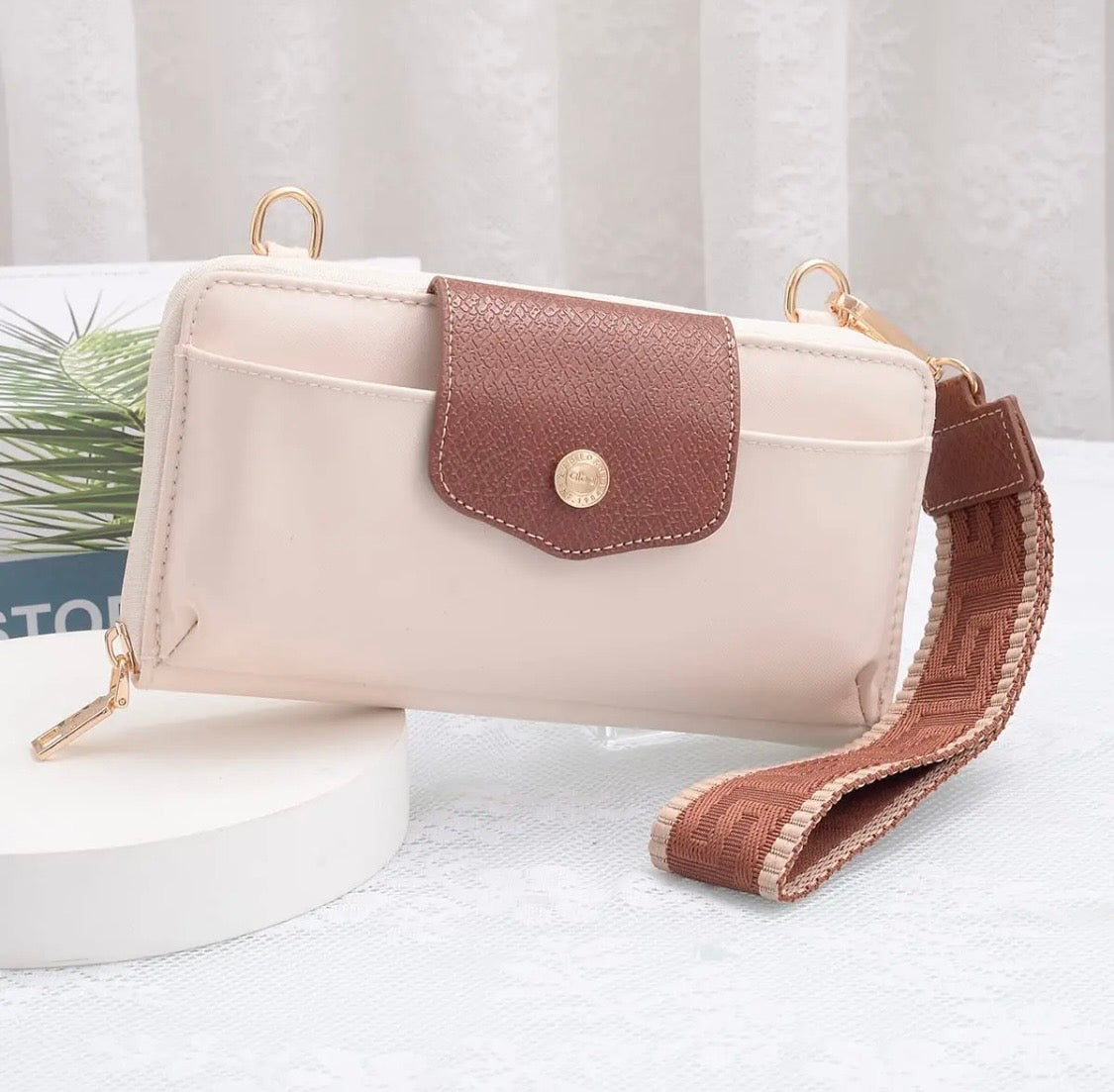 Mila Ivory Smartphone Wallet Crossbody with Boho Wristlet