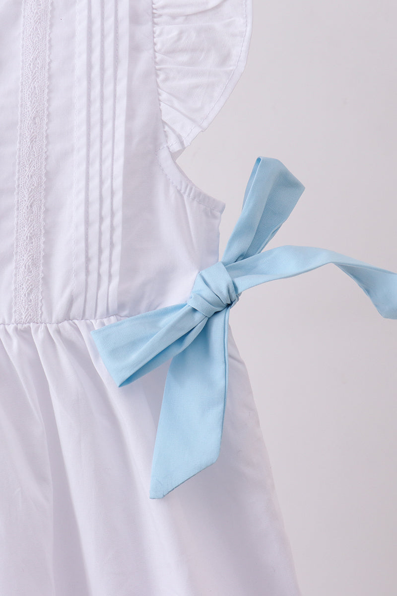 Blue Bow Ruffle Dress