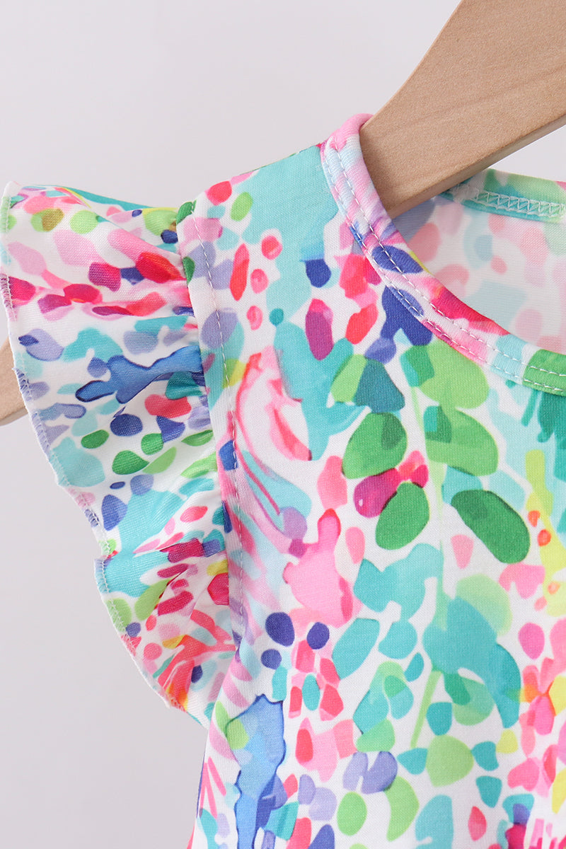 Blue Bright Floral Ruffle Bloomer Set