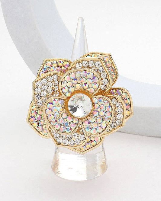 Round Stone Flower Stretch Ring