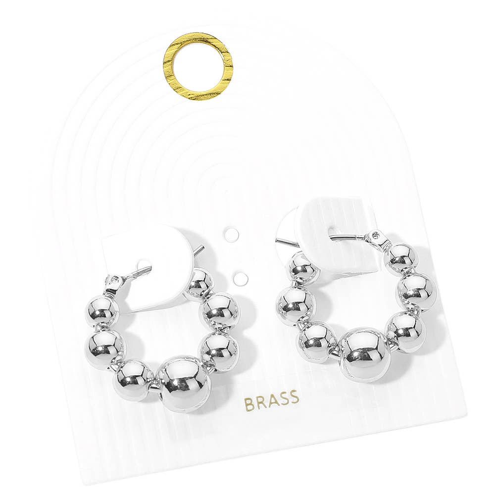 Beaded Pin Catch Hoop Earrings