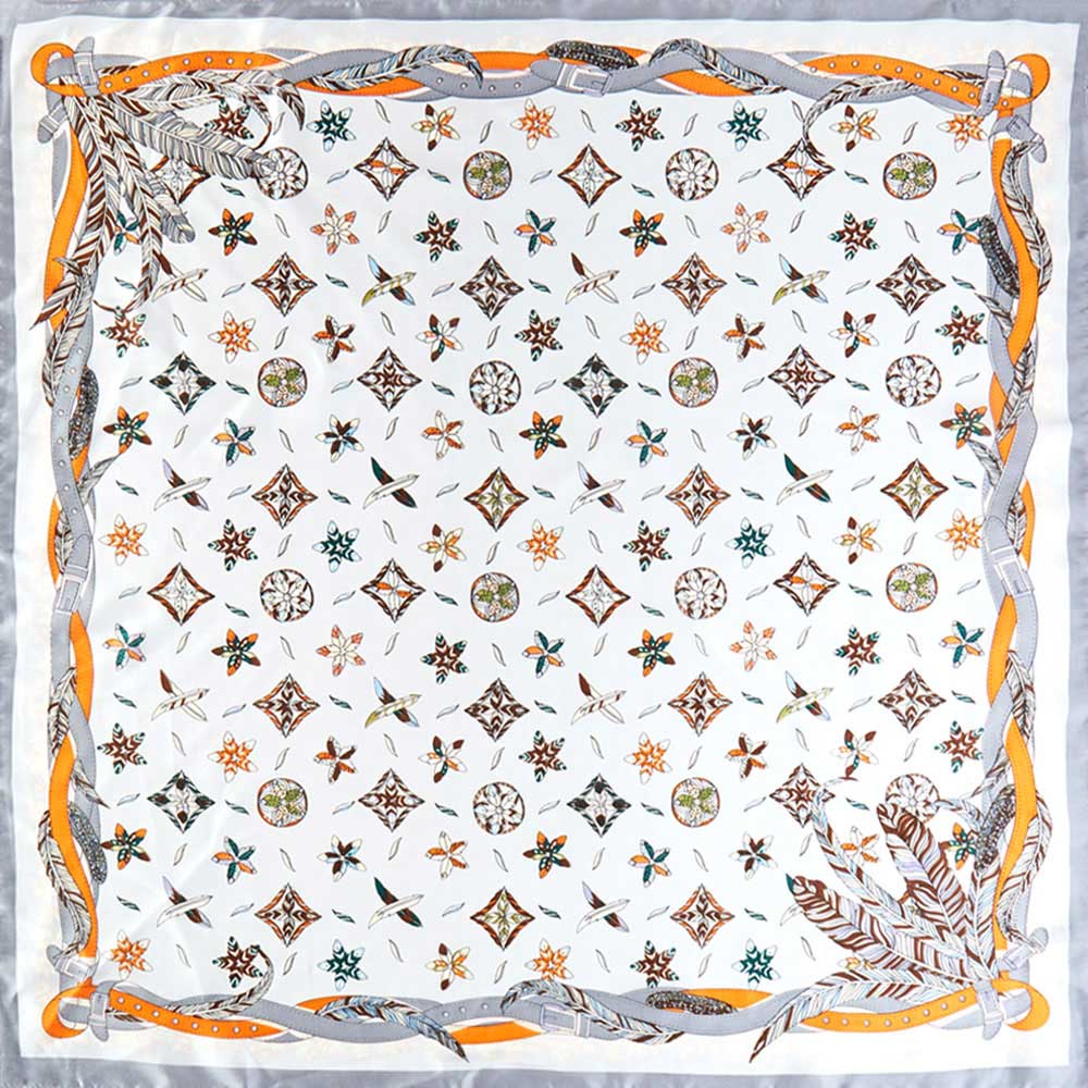 Flower Printed Silky Bandana Scarf
