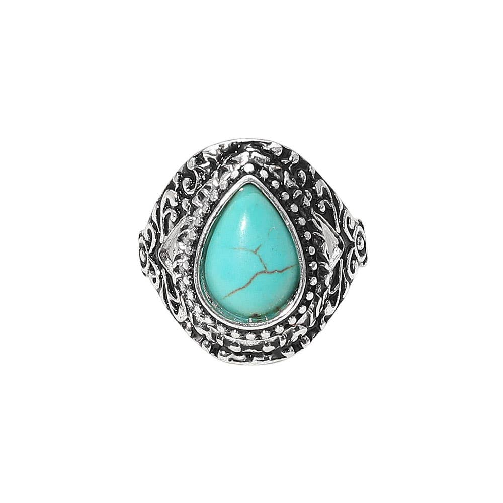 Western Teardrop Stone Statement Stretch Ring