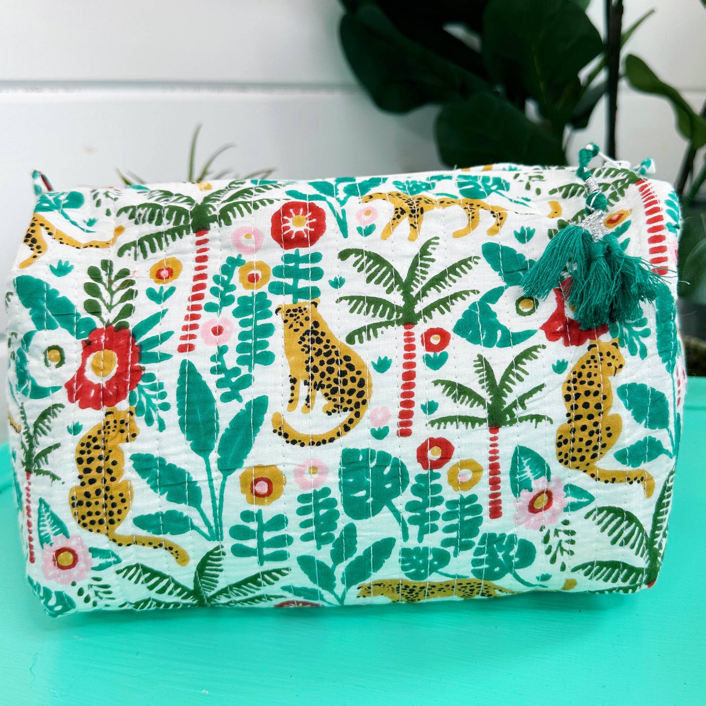 Quilted Jaguars Makeup Bag