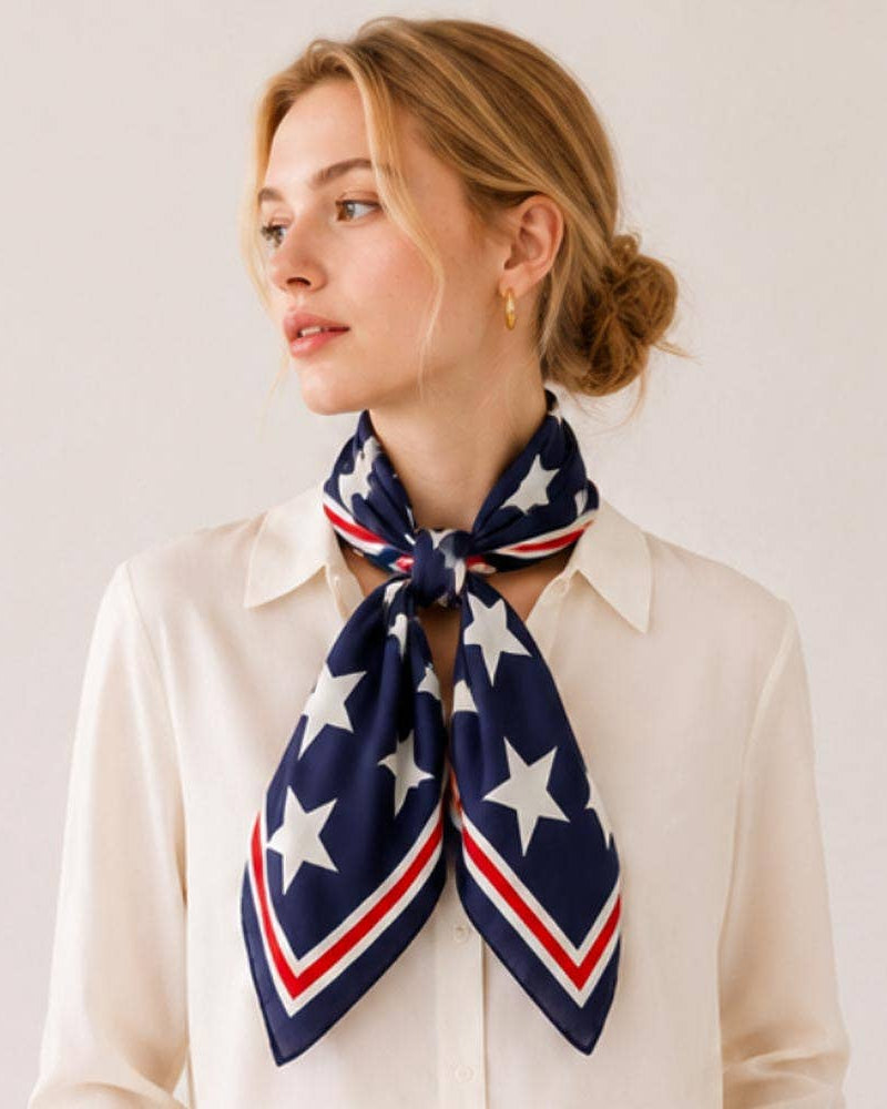 Patriotic Big Star Pattern Print Square Scarf