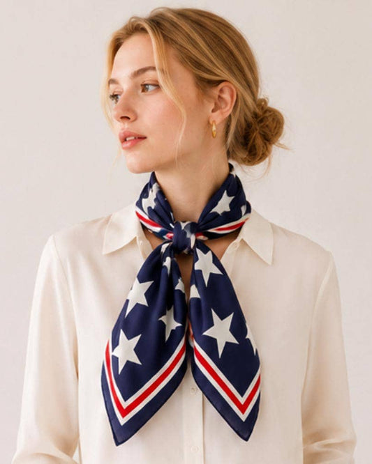 Patriotic Big Star Pattern Print Square Scarf