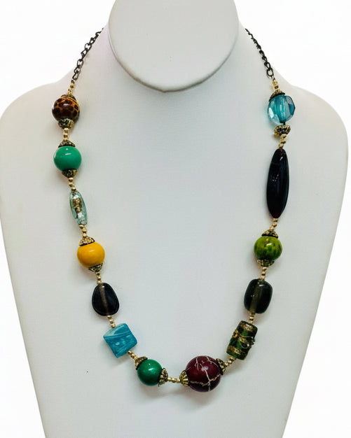 Bohemian Chunky Mixed-Media Statement Necklace