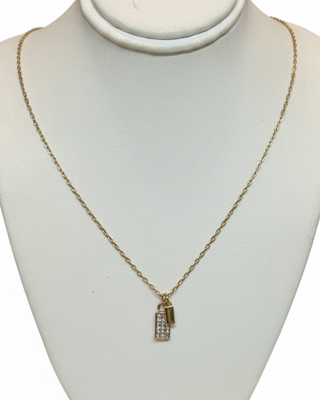 Dainty Pavé Mini Tag Layering Necklace
