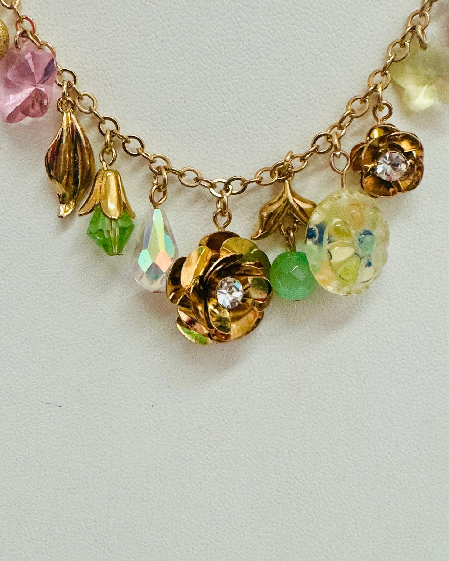 Vintage Botanical Charm Cluster Necklace