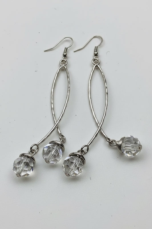 Architectural Twisted Crystal Linear Dangle Earrings