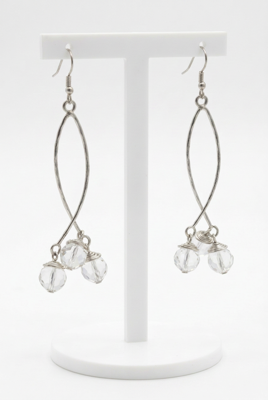 Architectural Twisted Crystal Linear Dangle Earrings