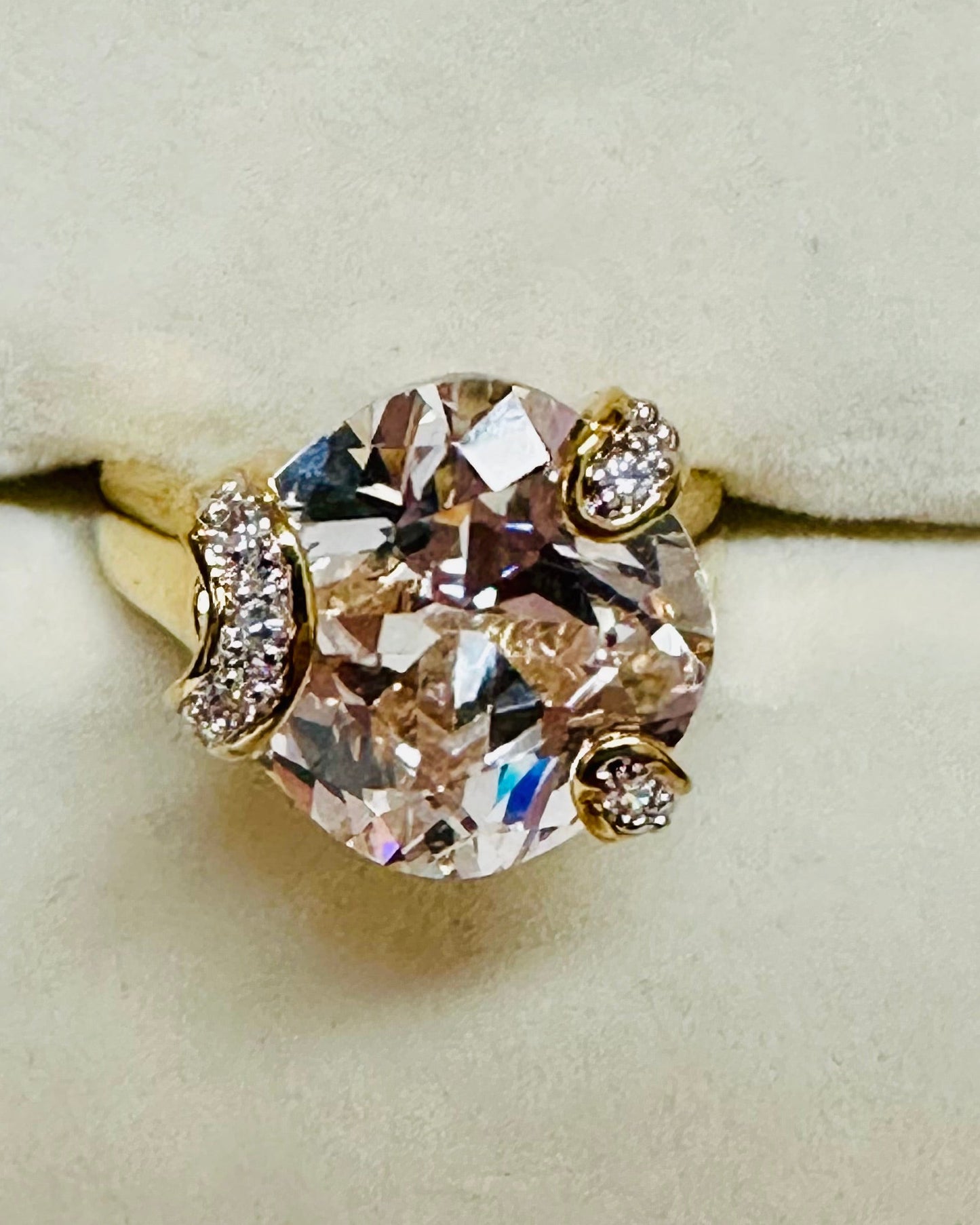 Vintage Abstract Blush Cushion Cocktail Ring