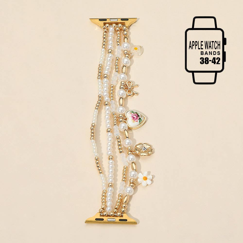 Ceramic Charm Pearl Multi Layered Apple Watch Band