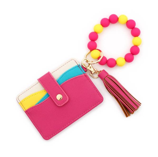 Summer Beaded Bracelet Card Holder & Key Chain